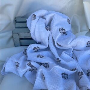 aden + anais White Blanket with Monkey Design